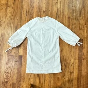 Ulla Johnson White Denim Dress with Tie Accents | Size 2